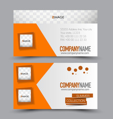 Business card design set template for company corporate style. Orange color. Vector illustration.