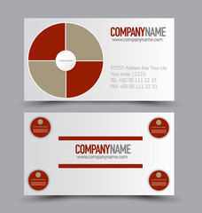 Business card design set template for company corporate style. Red color. Vector illustration.