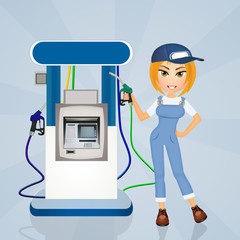 girl filling-station attendant