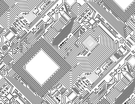 Printed monochrome industrial circuit board background