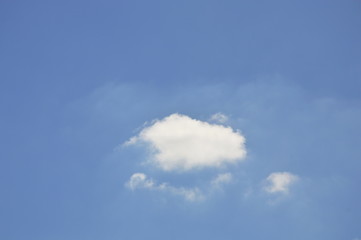 fluffy cloud floating on clear sky in sunny day