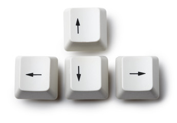 Four keyboard arrow keys on white background