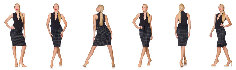 Composite photo of woman in various poses