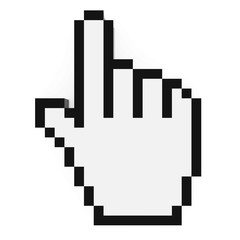 Hand Cursor Pixelated Black and White Computer Pointer 3D Illustration