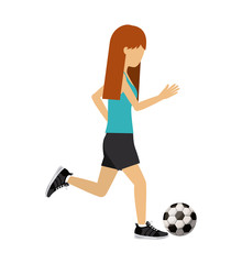 female athlete practicing football soccer isolated icon design, vector illustration  graphic 