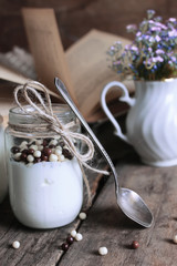 rustic homemade yogurt jar