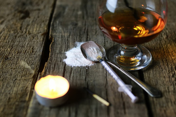 concept drug syringe spoon