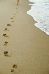 Fototapeta na wymiar Footsteps in the sand