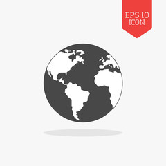 World, globe icon. Flat design gray color symbol. Modern UI web
