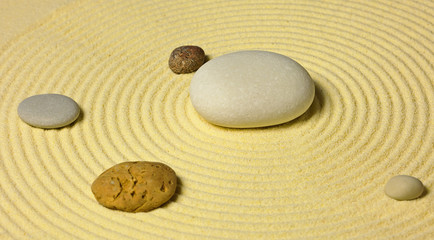 Fototapeta na wymiar Scheme of solar system from stones on sand