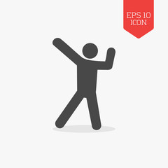 Dancing man icon. Flat design gray color symbol. Modern UI web n