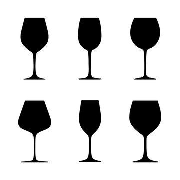 Various wine glasses. Vector illustration.