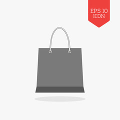 Shopping bag icon. Flat design gray color symbol. Modern UI web