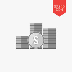 Stack of coins icon. Flat design gray color symbol. Modern UI we - 116074311