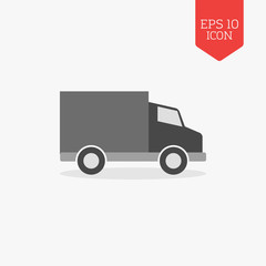 Truck icon, commercial vehicle concept. Flat design gray color s