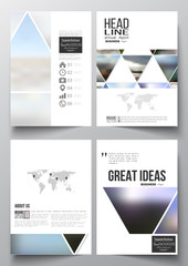 Set of business templates for brochure, magazine, flyer, booklet or annual report. Abstract colorful polygonal background, natural landscapes, geometric, triangular style vector illustration