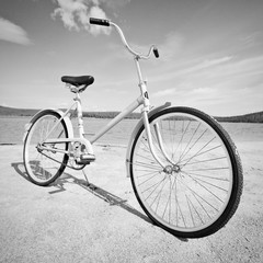 Fototapeta na wymiar Old-fashioned bicycle - monochrome picture