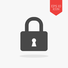 Lock icon. Flat design gray color symbol. Modern UI web navigati