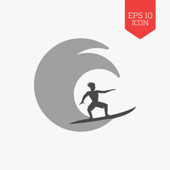 Surfer icon. Flat design gray color symbol. Modern UI web naviga