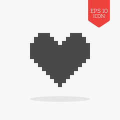 Obraz premium Pixel heart icon. Flat design gray color symbol. Modern UI web n