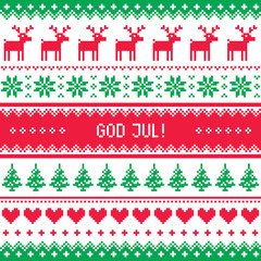 God Jul pattern - Merry Christmas in Swedish, Danish or Norwegian 
