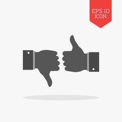 Thumb up and thumb down icon. Like and dislike concept. Flat des