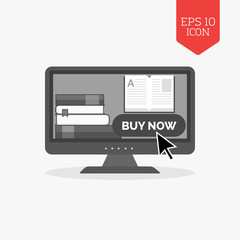 E-book buying concept icon. Flat design gray color symbol. Moder