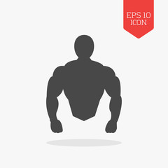 Muscle body icon. Bodybuilding concept. Flat design gray color s