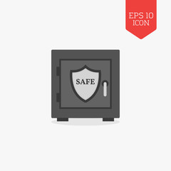 Safe with shield icon. Security, protection concept. Flat design
