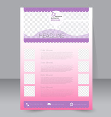 Corporate business flyer brochure design template. To be used for magazine cover, business mockup, education, presentation, report. Pink and purple color.