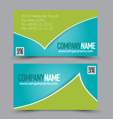 Business card set template for business identity corporate style. Blue and green color. Vector illustration.