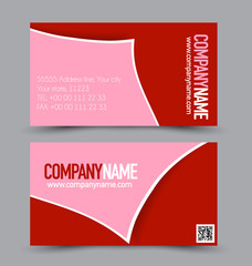 Business card set template for business identity corporate style. Red and orange color. Vector illustration.