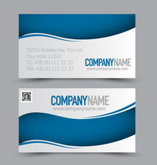 Business card set template for business identity corporate style. Blue color. Vector illustration.