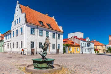 Foto auf Glas Ancient square in the city of Kalmar, Sweden © Martin Bergsma