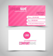 Business card set template. Pink and white color. Vector illustration.