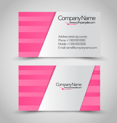 Naklejka premium Business card set template. Pink and silver color. Vector illustration.