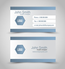 Business card set template. Grey and white color. Vector illustration.