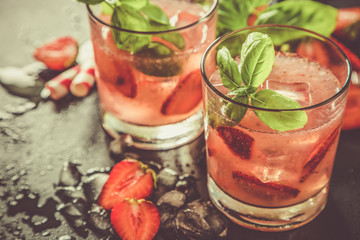 Strawberry and basil infused water