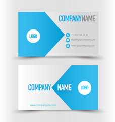 Business card set template. Blue color. Vector illustration.