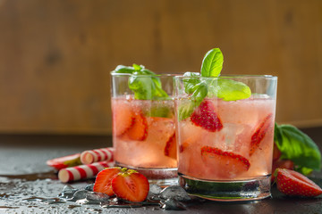 Strawberry and basil infused water