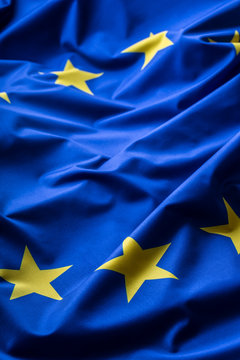 EU Flag. Euro Flag. Flag of European Union waving in the wind. Detailed star flag Euro.