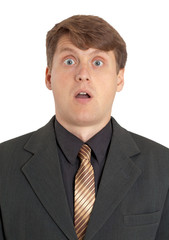 Extremely surprised businessman