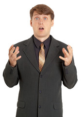 Strongly scared and confused man