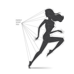 Schematic running woman silhouette
