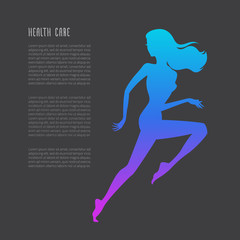 Schematic running woman silhouette
