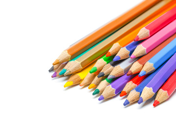 Colored pencils, isolated on the white background.