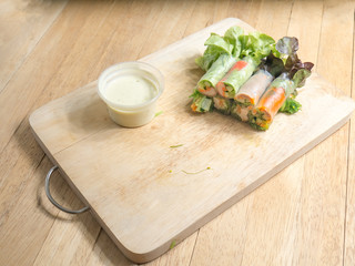 Soft focus of fresh Vegetable Rice Sheet Rolls