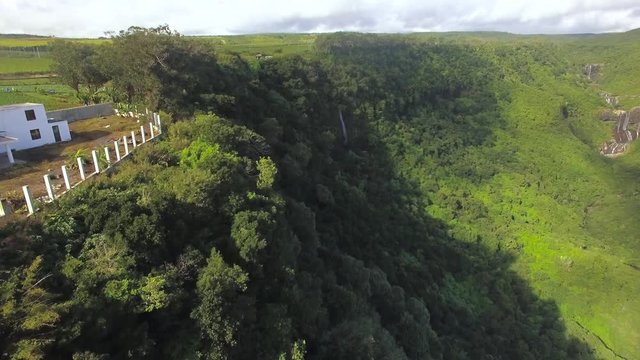 4K UHD Top down aerial video of Tamarin Falls Waterfall (Seven Cascades) - Mauritius, Curepipe, near Black River Gorge National Park