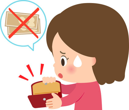 財布がカラッポで困っている女性