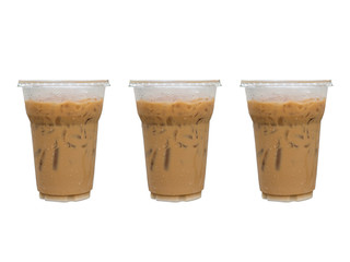 Iced coffee in plastic cup with corlor filter

